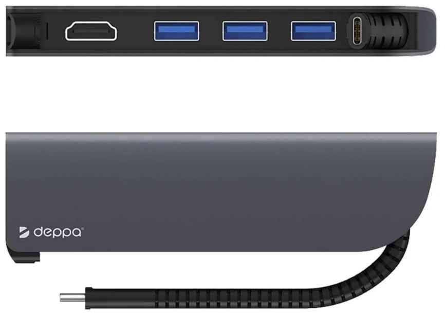 Хаб Deppa USB-C 5 в 1 (73125) Space Gray фото 2